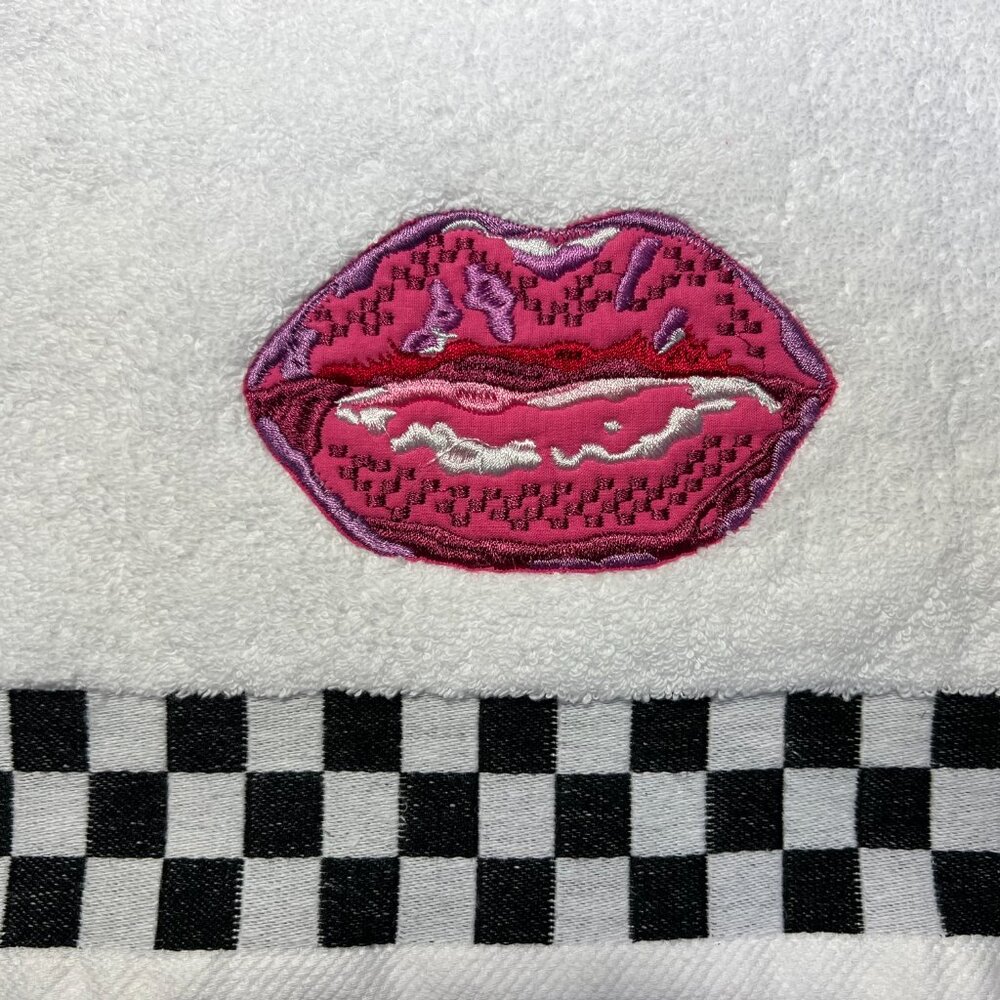 MacKenzie-Childs Pucker Up Check Hand Towel
